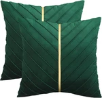Christmas Green Velvet Throw Pillow Covers 18X18 Inch Pack Of 2 With Gold Leathe. Fixed Price $50.99.