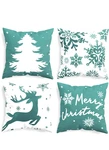 Calitime Christmas Throw Pillow Covers Set Of 4 20X20 Fleece Trees Deer Snowfl. Fixed Price $15.99.