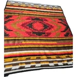 Vintage Acryl Velours Southwest Aztec 68X60 Orange Brown Red Western Blanket. Fixed Price $22.47.