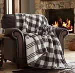 New Gray Brown Plaid Oversized 60 X 70 Throw Sherpa Blanket - Great Gift Idea. Fixed Price $31.95.