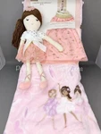 Little Girls Ballerina 3PC Set Throw Blanket, Doll, Matching Tutu. Fixed Price $53.99.