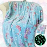 Mermaid Narwhal Throw Blanket: Glow In The Dark, Cozy, Soft, Warm, Fleece Teal. Fixed Price $18.97.