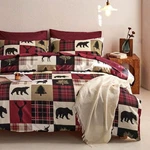 Wake Cloud - Rustic Duvet Cover Set, Cabin Christmas Queen, Burgundy Black. Fixed Price $32.57.