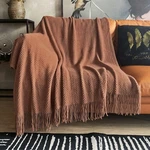 Lomao Knitted Throw Blanket With Tassels Bubble Textured 50X60", Caramel. Fixed Price $49.99.