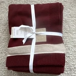 Boll & Branch Court Knit Throw Blanket Red Beige Cotton 50X60IN Modern Luxury. Fixed Price $136.75.