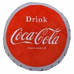 Drink Coca-cola Bottle Cap 16 Inch Plush Polyester Embroidered Throw Pillow. Fixed Price $29.95.