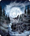 New 50" 60" Full Moon Wolves Wolf Pack Mink Faux Fur Throw Blanket Super Soft. Fixed Price $34.99.
