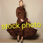Vintage 80S Charter Club Maxi Dress Pheasant Birds Brown Read - Flawed Grid Aop. Fixed Price $25.00.