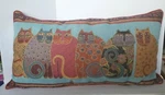 Laurel Burch Cat Tapestry Rectangle Lumbar Throw Pillow Feline Kitty 23" X 12". Fixed Price $20.00.