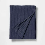 50"X60" Casual Mixed Rib Throw Blanket Navy - Threshold Designed With Studio. Fixed Price $12.99.