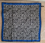 Coach 100% Silk Snow Leopard Pattern W/royal Blue Border Scarf (28" Square). Fixed Price $45.00.