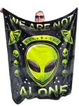 Alien Throw Blanket - "we Are Not Alone" (50" X 60") Green And Black Soft Cuddle. Fixed Price $19.99.