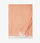 Sferra Costa Peach Cotton Throw Blanket Fringed Herringbone 50"X70" Italy New. Fixed Price $100.00.