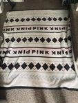 Victorias Secret Pink Fleece Blanket Throw Logo Soft Lightweight Argyle. Fixed Price $18.00.