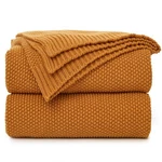 Longhui Bedding Burnt Orange Cotton Cable Knit Throw 50"X60",. Fixed Price $49.99.