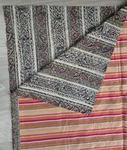 Designer Silk Stripe Cotton Block Print Tablecloth Throw Boho 43X78 Reversible. Fixed Price $17.00.