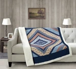 Virah Bella - Around The Block Blue Quilted Sherpa Throw 50"X60". Fixed Price $39.95.