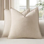 Emema Decorative Linen Throw Pillow Covers 18X18 Inch Natural Beige Boho Farm.... Fixed Price $26.17.