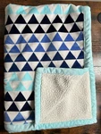 Just Born Triangle Blue White Aqua Baby Blanket Sherpa Geometric Lovey 40 X30. Fixed Price $27.99.