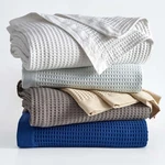 100% Cotton White Blanket Full/queen Size For Bed - Breathable And Soft, Waff.... Fixed Price $86.36.