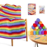Rainbow Crochet Blanket Kit For Beginners Adults Kids With Premium Yarn. Fixed Price $31.72.