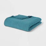 Threshold Matelasse Throw Bed Blanket Oversized 92X108 Heavyweight, Blue, King. Fixed Price $32.99.