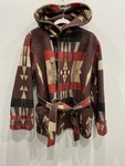 Vintage Ralph Lauren Southwestern Wool Hooded Toggle Jacket Blanket Coat Size M. Fixed Price $339.00.