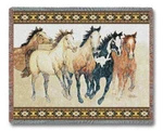 72X54 Horses Running Southwest Western Afghan Throw Blanket. Fixed Price $64.00.