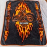 Harley Davidson Motorcycle Fleece Throw Blanket 4'X 5' Flames 2008 Biker. Fixed Price $34.95.