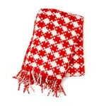 Mackenzie-childs Red And White Fringed Houndstooth Throw Blanket Bnwt. Fixed Price $79.99.