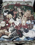 Vintage Holiday Cat Tapestry Throw Blanket Woven Fringe Kitty Christmas. Fixed Price $29.00.