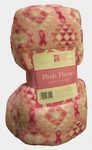 Breast Cancer Plush Throw By Northpoint Trading, 50" X 60", Pink & White, New. Fixed Price $18.99.