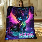 Personalized Dragon Flannel Blanket Colorful Cozy Throw Custom Name. Fixed Price $24.99.