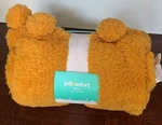 Pillowfort Teddy Bear Plush Throw, Yellow, 50"X60" New With Pompoms. Fixed Price $18.00.