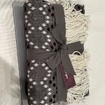 West Elm Diamond Dot Decorative Throw Blanket Burgundy White 44X56 Fringe New. Fixed Price $28.00.