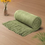 Vonty Olive Green Knitted Blanket With Tassels Fringe 50" X 60", Super Soft K.... Fixed Price $32.32.