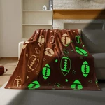 50X60 Inch Brown Football Glow Dark Throw Blanket Flannel Rugby Sport. Fixed Price $32.88.