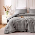 Sleep Zone Striped Duvet Cover Set Size, 3 Pieces Queen, Grey. Fixed Price $59.99.