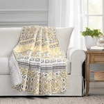Nesco Stripe Reversible Cotton Throw Blanket Single 50" X 60" Yellow & Gr.... Fixed Price $34.09.