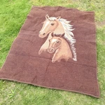 Vintage Horse Blanket Throw Plush Reversible Brown Cream Western Cabin. Fixed Price $124.99.