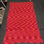 28 X 49 Red, Yellow, Orange Purple Crochet Blanket. Handmade By My Nana. Fixed Price $7.50.