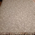 Vtg Euc Marzotto Lambs Wool Blanket 64X50" Throw Beige Floral Damask Soft Fringe. Fixed Price $42.00.