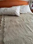 Martha Stewart Quilted Coverlet Blanket Set Floral Neutral King 97X102" Pillow. Fixed Price $87.00.