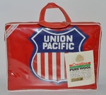 Nos Union Pacific Vintage Faribo Pak-a-robe Red Wool Fringe Blanket W/ Vinyl Bag. Fixed Price $89.99.