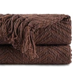 Battilo Home Dark Brown Throw Blanket For Couch, Knitted 50'' X 6.... Fixed Price $50.41.