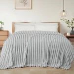 Exclusivo Mezcla Queen Size Flannel Fleece Blanket, Super Soft Striped Jacqu.... Fixed Price $35.30.