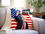 18X18 Trump Throw Pillow Cover Velvet Double-sided 'never Give Up' Usa Flag. Fixed Price $18.88.