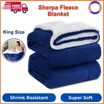 Large Plush Fleece Throw Super Soft Reversible King Size Sofa Bed Blankets Navy. Fixed Price $65.50.