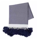 Bee & Willow Throw Blanket Lauren Liess Alcott Navy Blue Pom Tassel Nautical. Fixed Price $18.00.