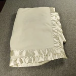 Vtg Martha Stewart Twin Blanket White Satin Trim Retro Soft Fleece Cottage. Fixed Price $35.00.